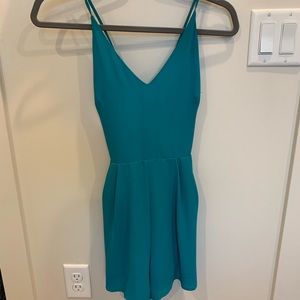 strappy back teal romper